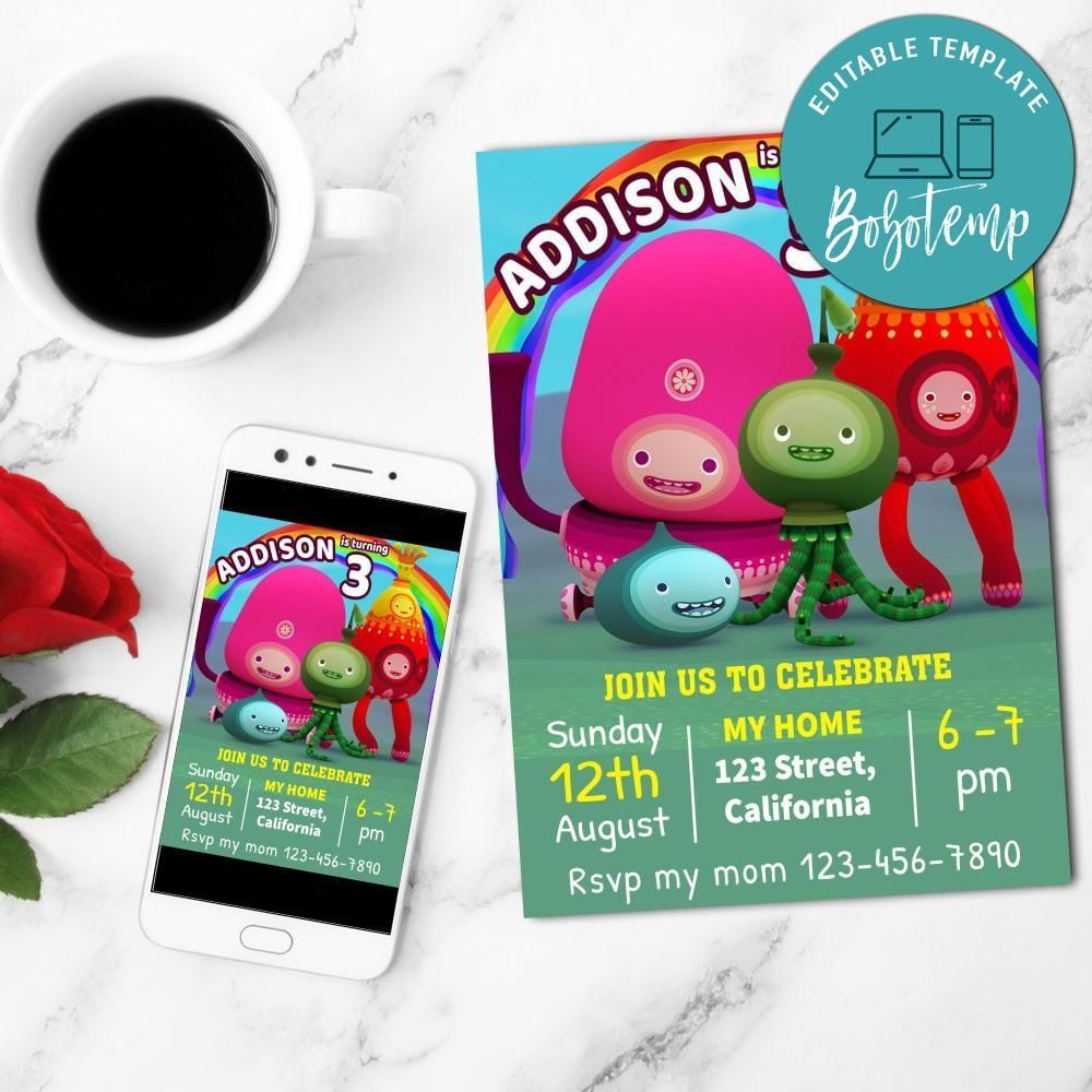 Buddi Cartoon Mobile Invite Customizable Template Instant Download