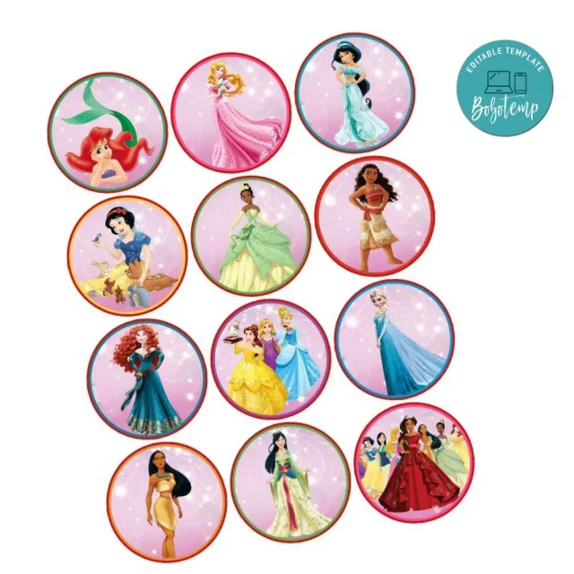 Disney Princess Cupcake Toppers (DISNEY PRINCESS CINDERELLA, ARIEL, AURORA INCH/5CM CUPCAKE) for Disney Princess Half Body Cupcake Toppers Free Printable