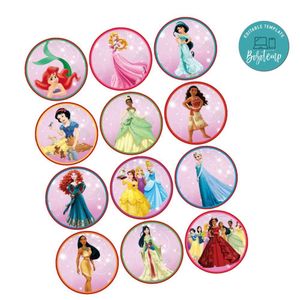 Disney Princess Cupcake Toppers Template Printable Instant Download