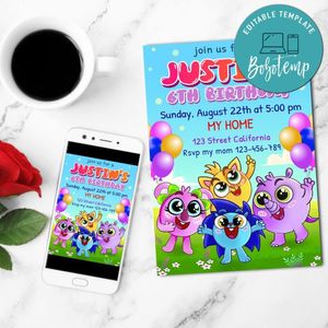 Baby Zoo Mobile Invite Customizable Template Instant Download