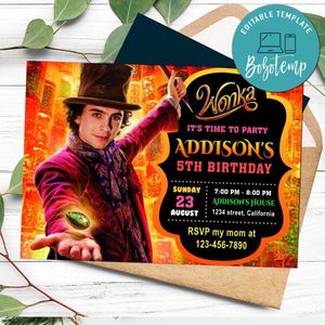 Wonka Invitation Customizable Template to Print at Home Instant Download