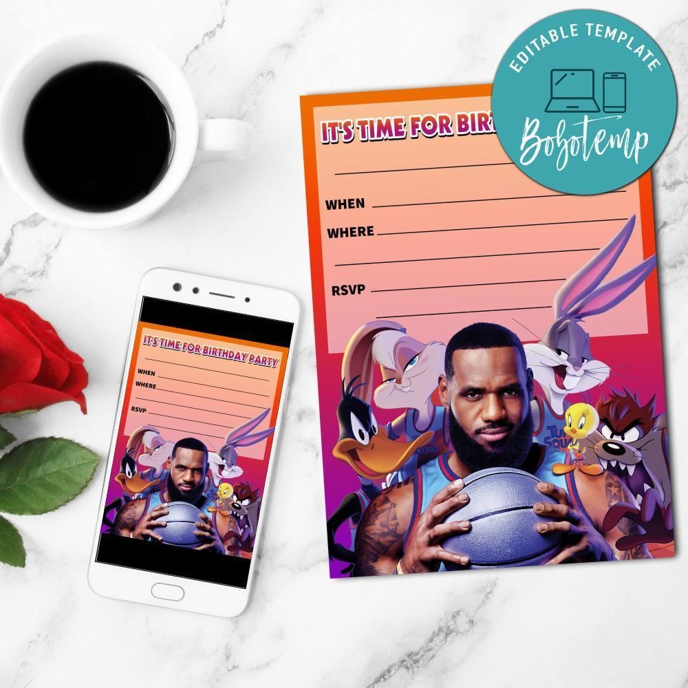 Space Jam 2 Fill In Blank Mobile Invite Customizable Template Instant Download