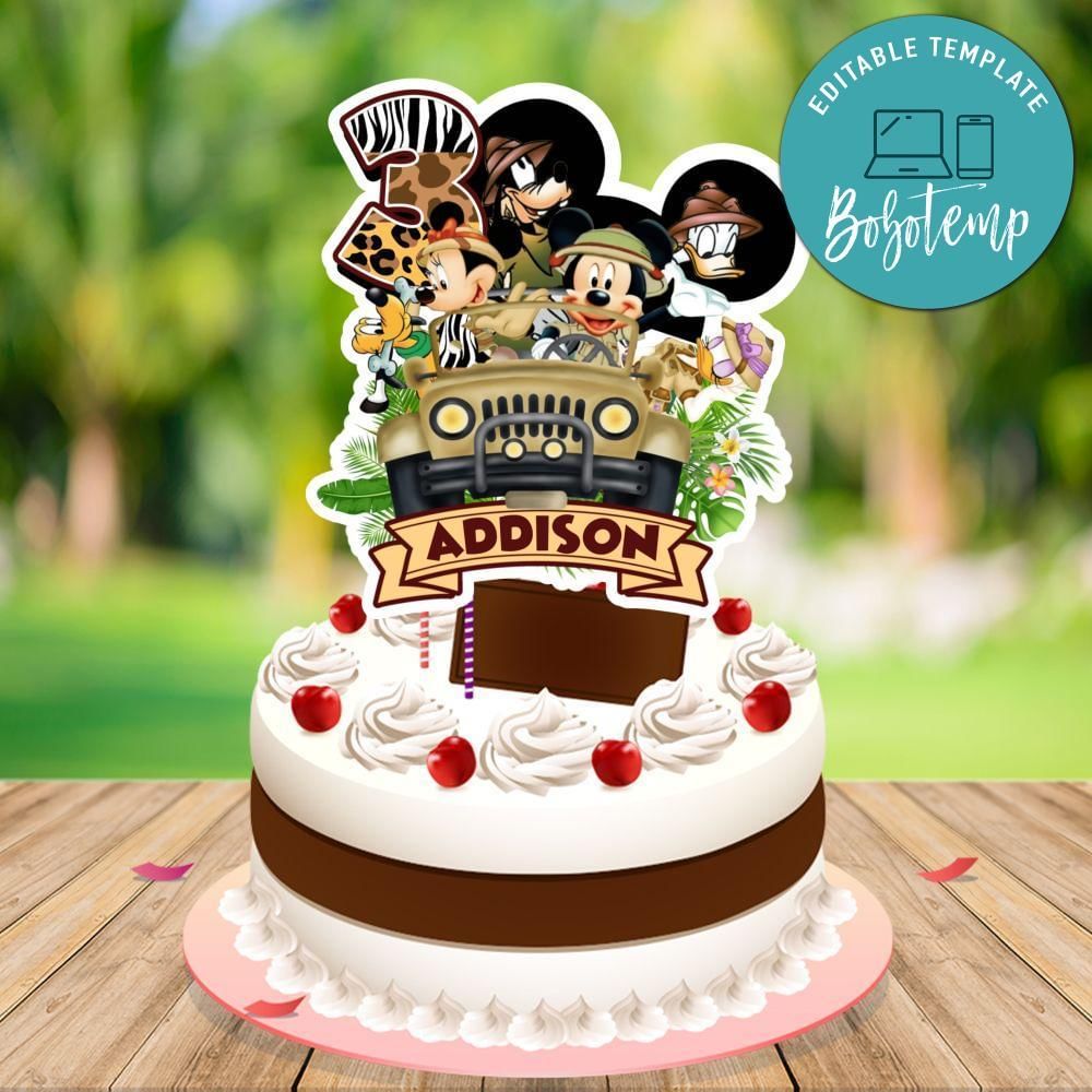 Mickey Safari Cake Topper Template Printable Instant Download