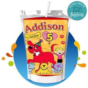 Clifford Capri Sun Birthday Labels Digital File Printable Instant Download