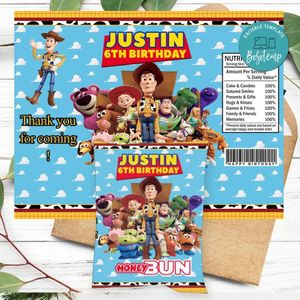 Toy Story Birthday Honey Buns Snack Bag Label Customizable Instant Download