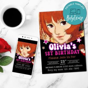 Paprika anime Invitation Customizable Template to Print at Home Instant Download