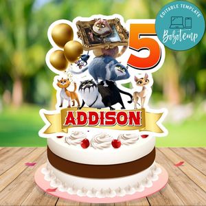 Cats in the museum Cake Topper Template Printable Instant Download