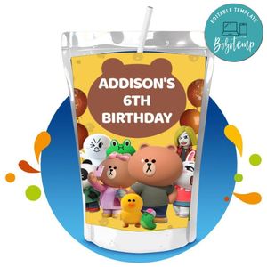 Brown and Friends Capri Sun Birthday Labels Digital File Printable Instant Download