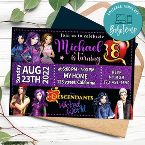 Descendants Wicked World Invitation Customizable Template to Print at Home Instant Download