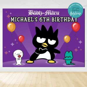 Badtz Maru Birthday Backdrop Digital File Template Instant Download