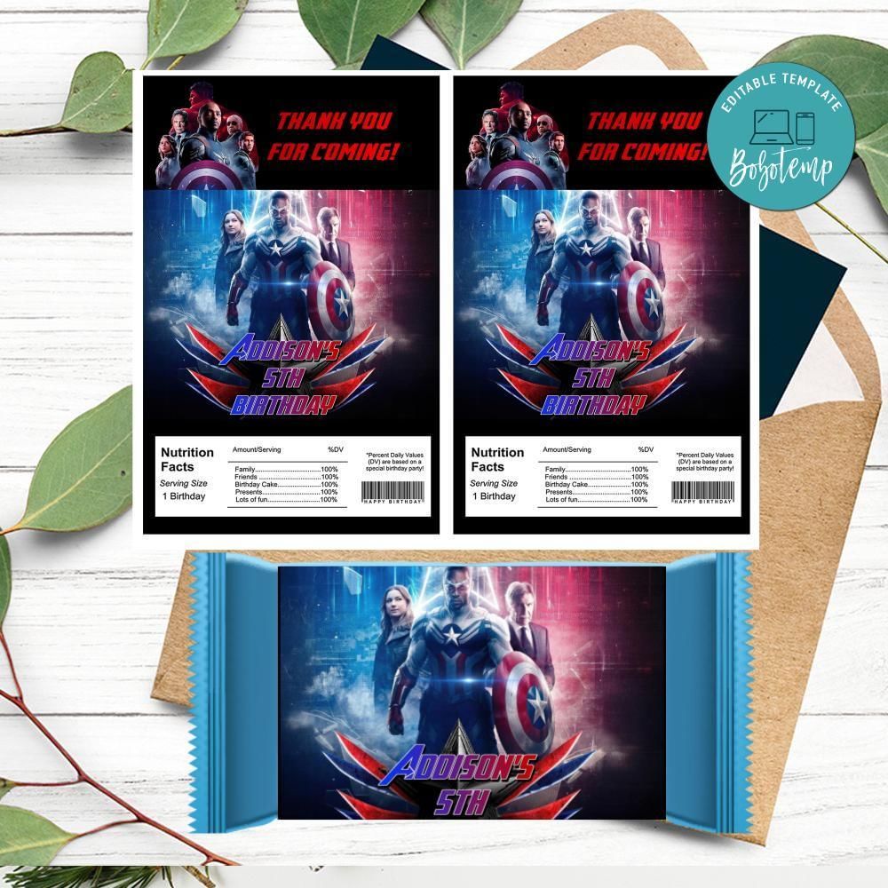 Captain America Brave New World Rice Krispies Treats Template Printable Instant Download