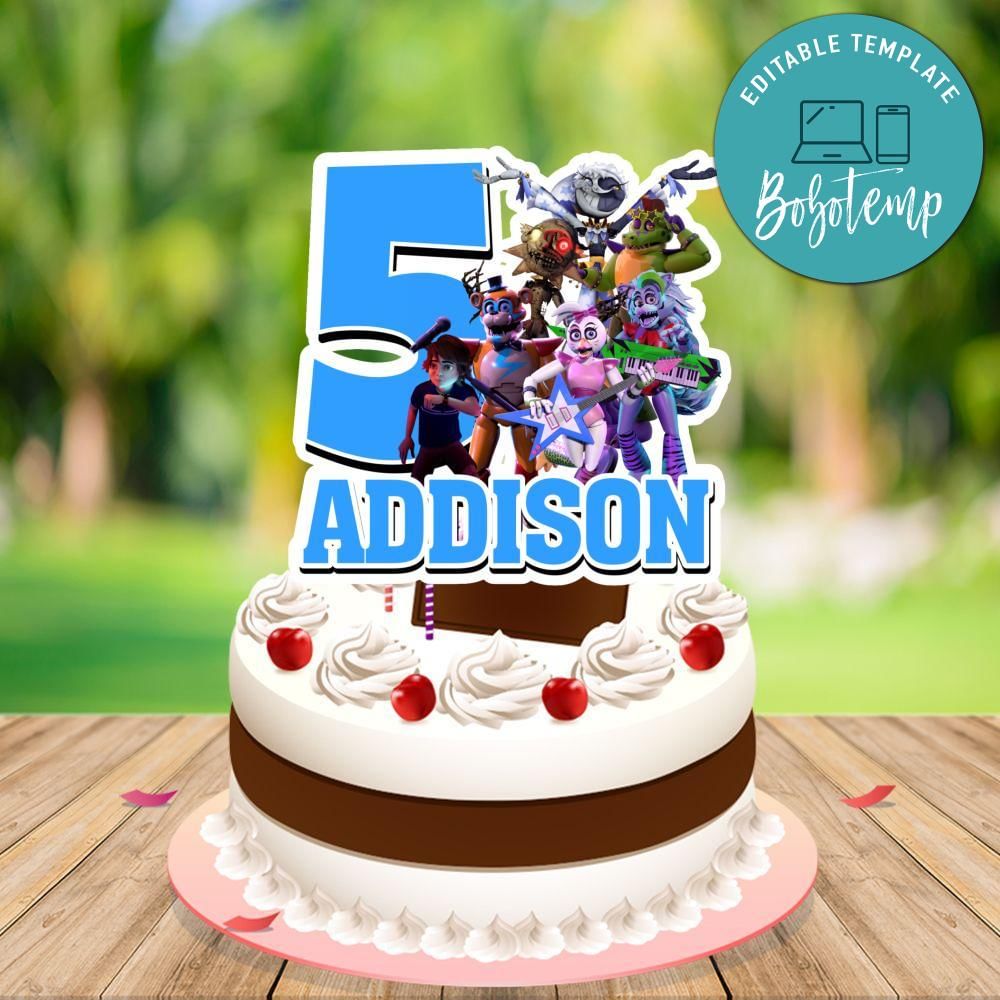 Security Breach Birthday Cake Topper Template Printable | Bobotemp