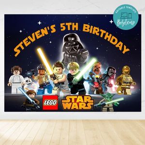 Lego Star Wars Birthday Backdrop Digital File Template Instant Download