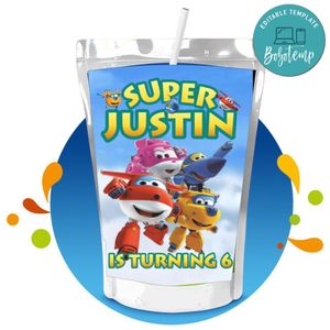 Super Wings Capri Sun Birthday Labels Digital File Printable Instant Download