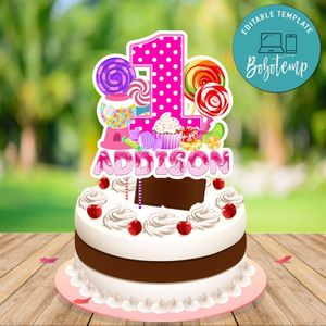 Candyland Birthday Cake Topper Template Printable Instant Download