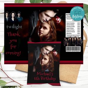 Twilight Birthday Chip Bag Label Customizable Instant Download
