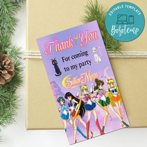 Sailor Moon Thank You Tag Customizable Template To Print At Home Instant Download