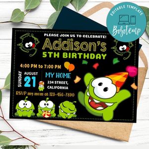 Om nom Invitation Customizable Template to Print at Home Instant Download