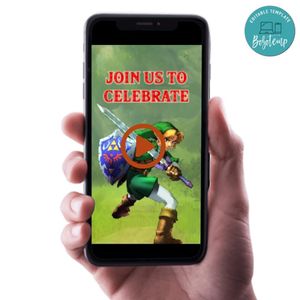 Zelda Video Invitation Digital Template Customizable Instant Download