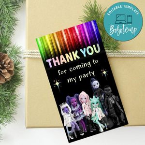 Shadow High Thank You Tag Customizable Template To Print At Home Instant Download