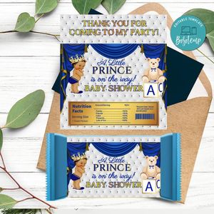 Little Prince Royal Candy bar Label Customizable Template Instant Download