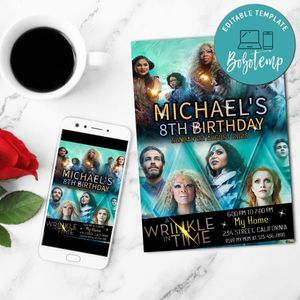Wrinkle in time movie Invitation Customizable Template to Print at Home Instant Download