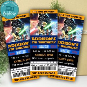 Star Wars Ticket Invitation Customizable Template Instant Download