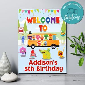 Super Simple Song Birthday Welcome Sign Digital File Printable Instant Download