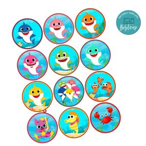 Baby Shark Cupcake Toppers Template Printable Instant Download