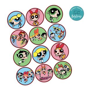 Powerpuff Cupcake Toppers Template Printable Instant Download