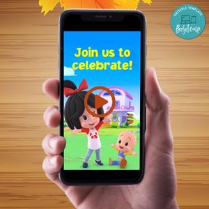 Cleo and cuquin Birthday Video Invitation Digital Template Customizable Instant Download