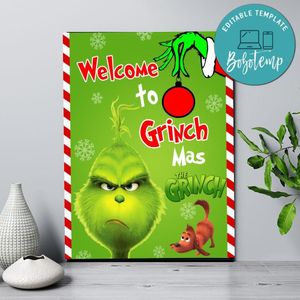 Grinch Birthday Welcome Sign Digital File Printable Instant Download