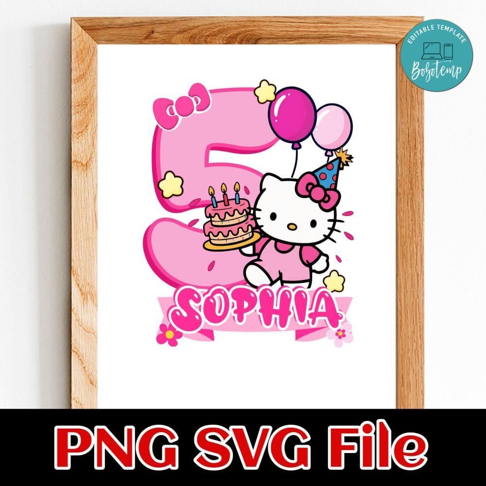 Hello Kitty Birthday 5 Customer request PNG file template