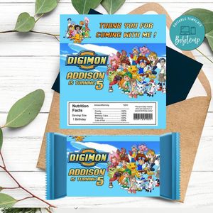 Digimon Candy Bar Label Customizable Template Instant Download