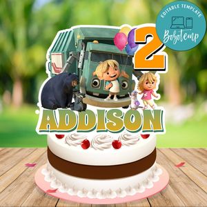 Trash Truck Cake Topper Template Printable Instant Download