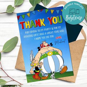 Asterix And Obelix Thank You Card Customizable Template To Print At Home Instant Download