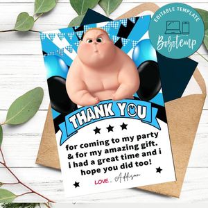 Jimbo Boss Baby Thank You Card Customizable Template To Print At Home Instant Download