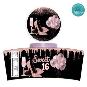 Sweet 16 Cotton Candy Label Template To Print At Home Instant Download