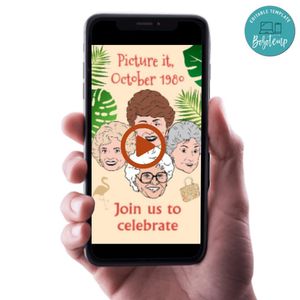 Golden girls Birthday Video Invitation Digital Template Customizable Instant Download
