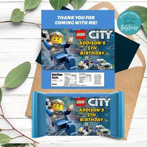 Lego City Candy Bar Label Customizable Template Instant Download