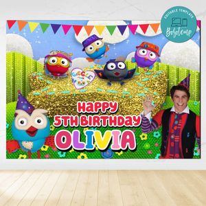 Giggle And Hoot Birthday Backdrop Digital File Template Instant Download