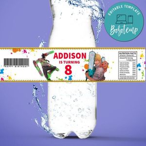 Chainsaw man Birthday Water Bottle Label Template to Print at Home Instant Download