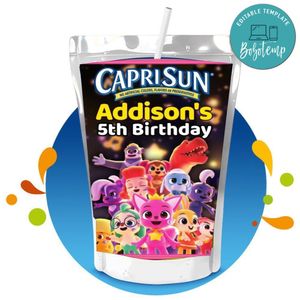 Pinkfong Capri Sun Birthday Labels Digital File Printable Instant Download