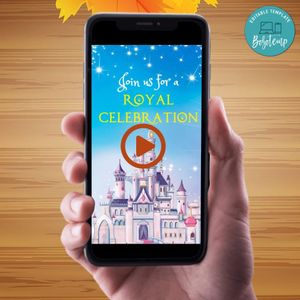 Cinderella Birthday Video Invitation Digital Template Customizable Instant Download