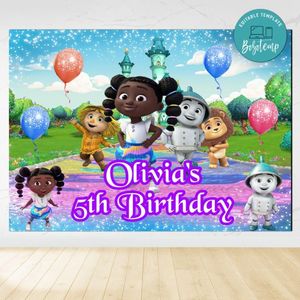 Dee and friends Birthday Backdrop Digital File Template Instant Download