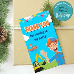 Blippi Thank You Tag Customizable Template To Print At Home Instant Download
