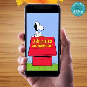 Snoopy Birthday Video Invitation Digital Template Customizable Instant Download