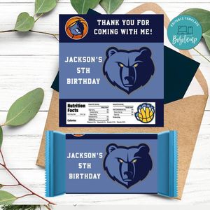 Memphis Grizzlies Candy bar Label Customizable Template Instant Download