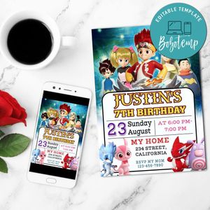 Monkart Birthday Invitation Customizable Template to Print at Home Instant Download