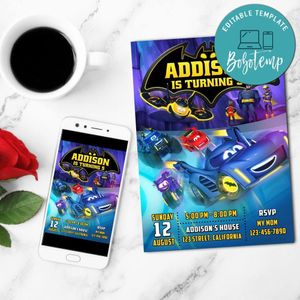 Batwheels Birthday Flyer Customizable Template to Print at Home Instant Download